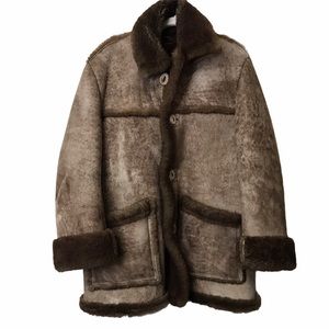Marlboro Man Leather Sheepskin Shearling Coat